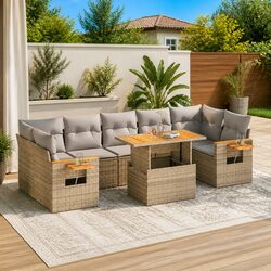 8-Piece Beige Garden Sofa Set for Outdoor Relaxation