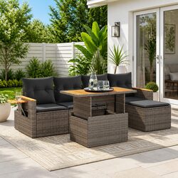 Premium 6-Piece Modular Garden Sofa Set in Grey