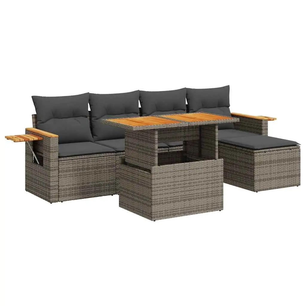 6-Piece Modular Garden Sofa Set in Grey