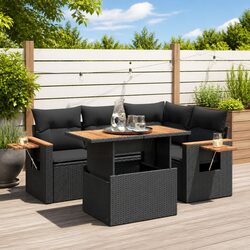 Sturdy 4-Piece Garden Sofa Set in Black Poly Rattan