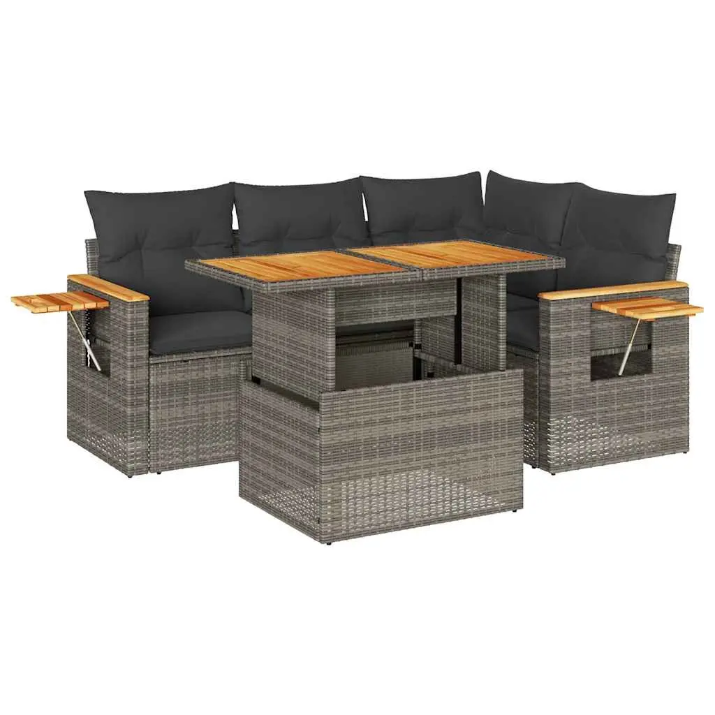 4 Piece Grey Poly Rattan Garden Sofa Set