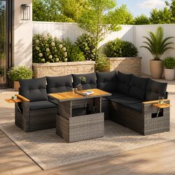 Premium 6-Piece Garden Sofa Set in Grey Poly Rattan