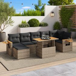 Stylish 8-Piece Grey Rattan Garden Sofa Set