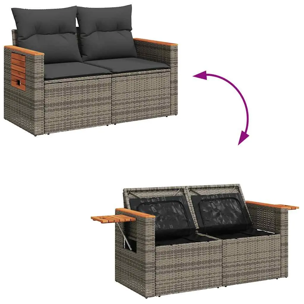 10 Piece Garden Sofa Set PE Rattan Grey