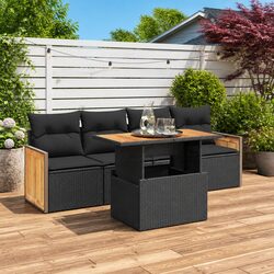 Durable 5 Piece Modular Garden Sofa Set in Black