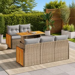 Premium 6-Piece Garden Sofa Set with Beige Cushions