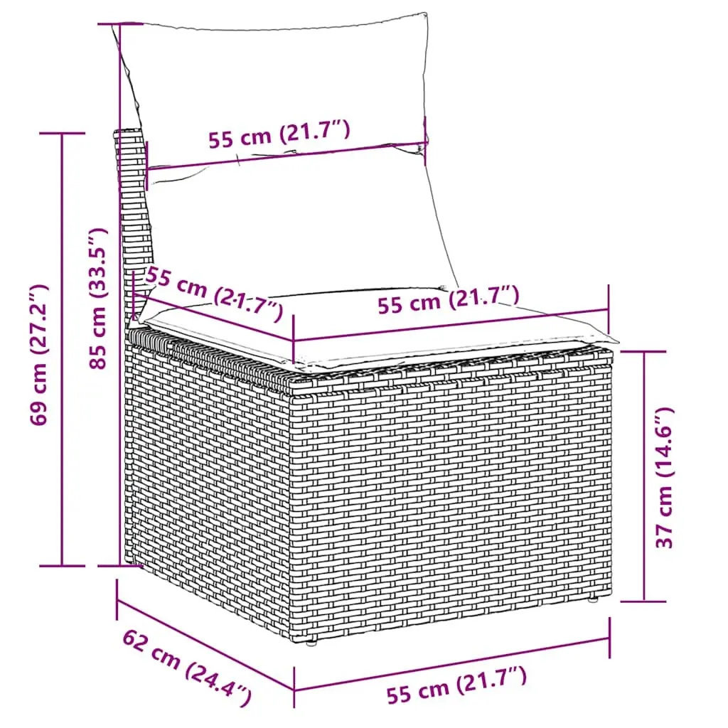 6-Piece Grey Poly Rattan Garden Sofa Set