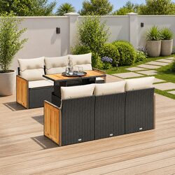 Durable 7 Piece Outdoor Sofa Set with Storage and Cushions