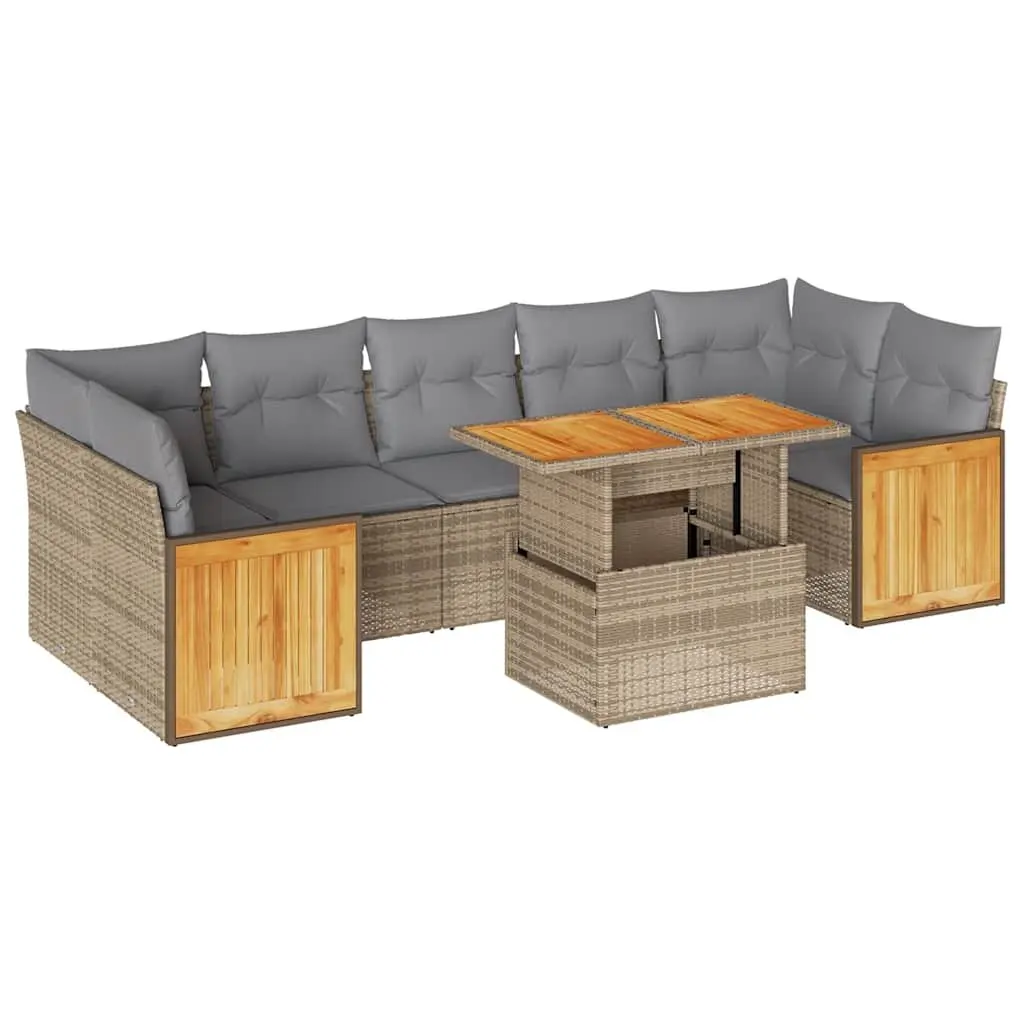 8 Piece Modular Garden Sofa Set with Storage in Beige