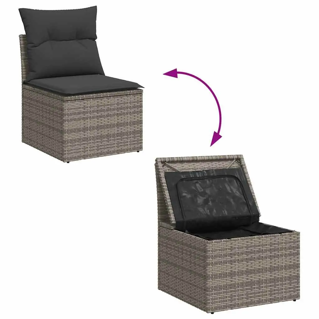 8-Piece Modular Garden Sofa Set in Grey Poly Rattan