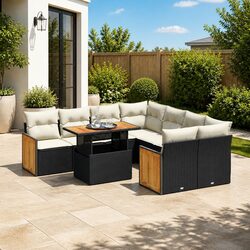 Premium 9 Piece Modular Garden Sofa Set in Black