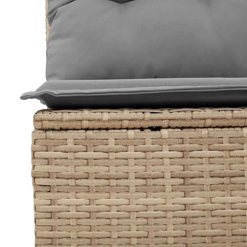 Garden Sofa Set PE Rattan 9 Piece Outdoor Patio Furniture Beige with Cushions