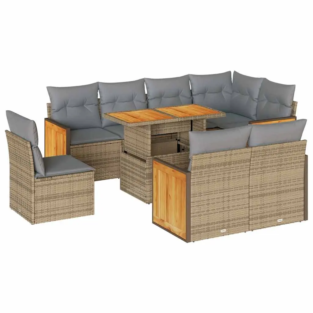 9 Piece Outdoor Garden Sofa Set in Beige
