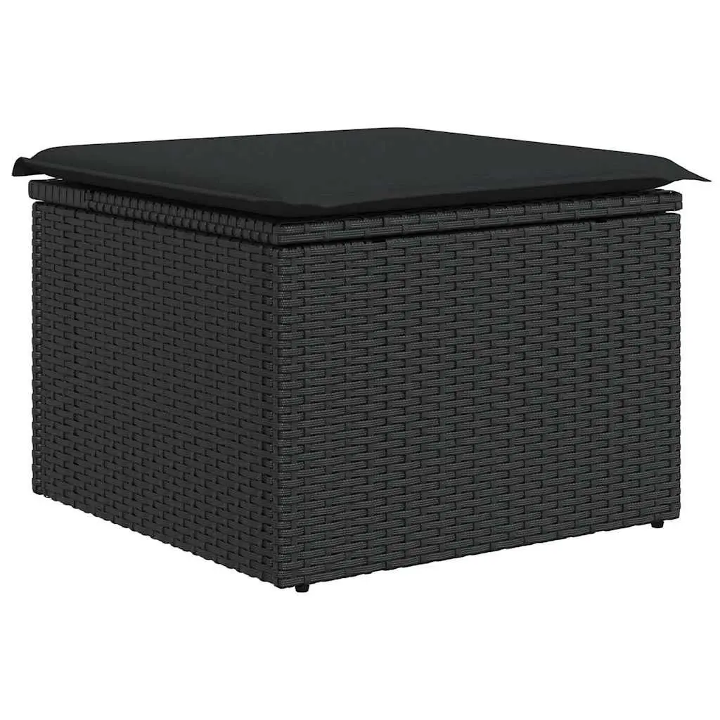 7 Piece Black Poly Rattan Garden Sofa Set
