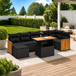 Premium 8-Piece Modular Garden Sofa Set in Black