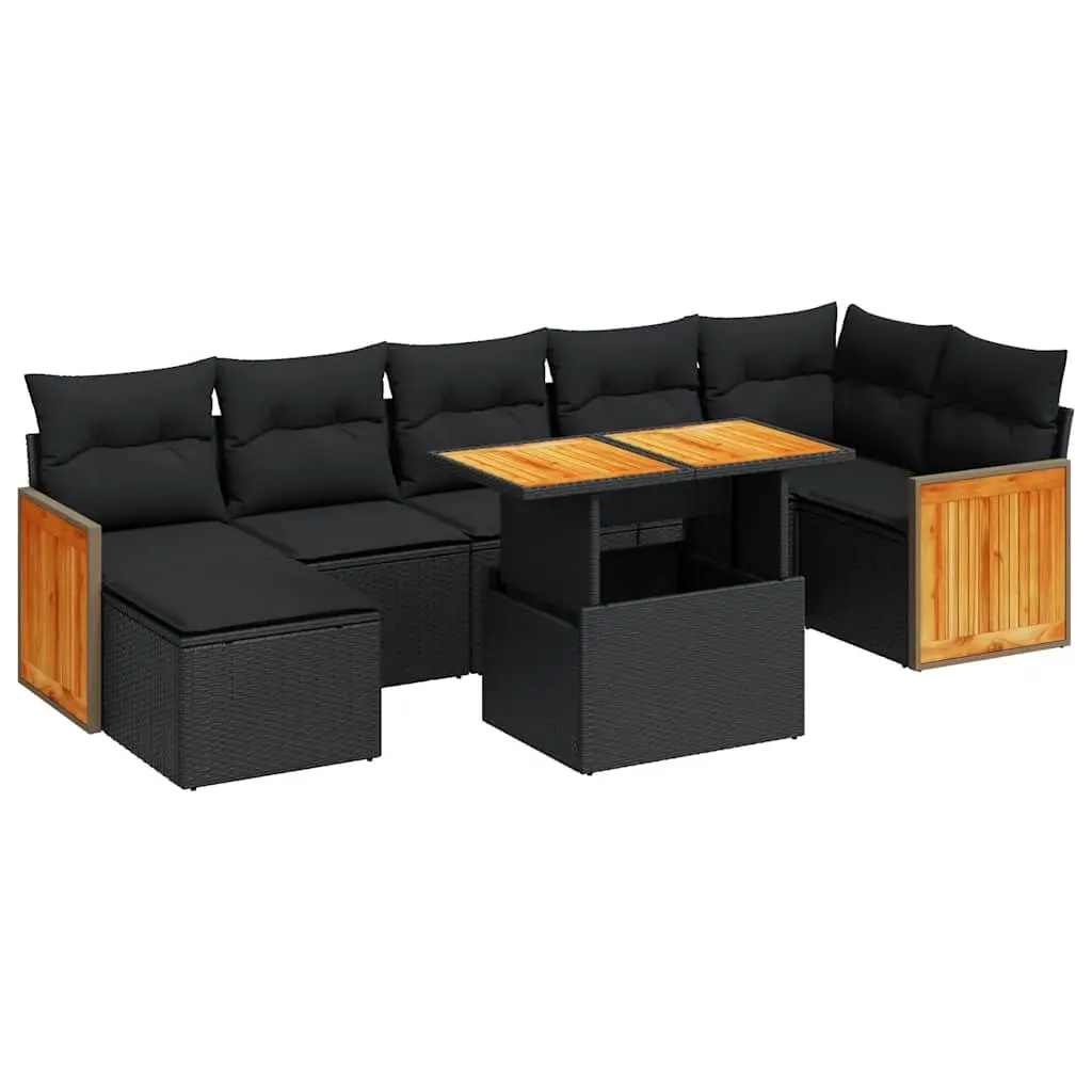 8-Piece Modular Garden Sofa Set in Black