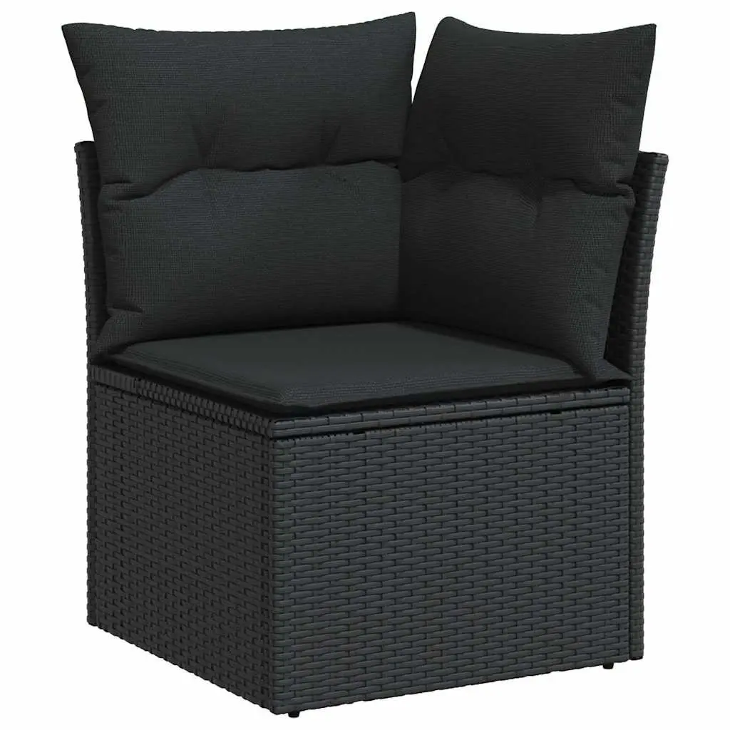 Garden Sofa Set PE Rattan 9 Piece Modular Outdoor Furniture Black