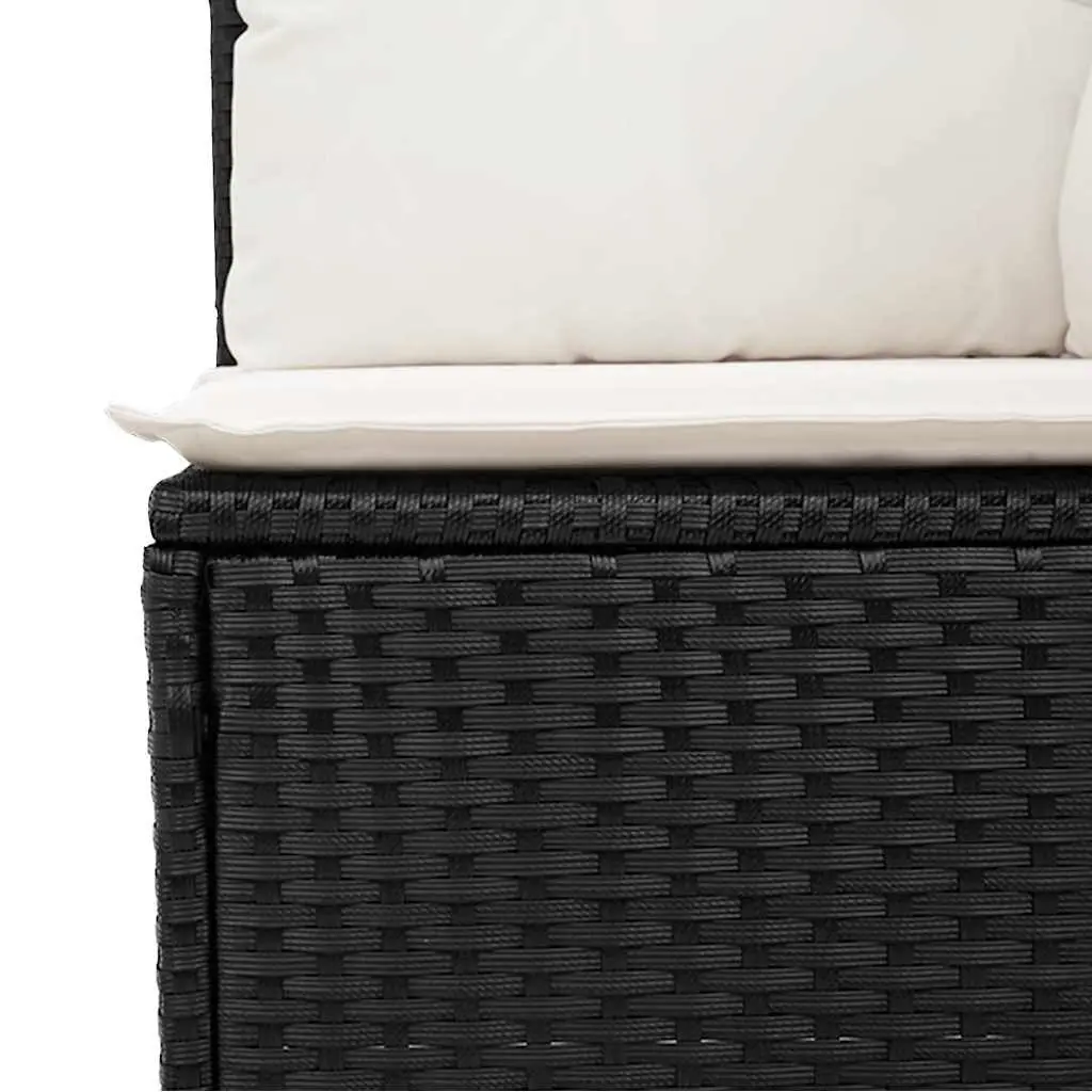 10-Piece Black Poly Rattan Garden Sofa Set