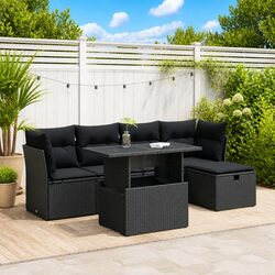 Premium 6 Piece Modular Garden Sofa Set in Black Rattan