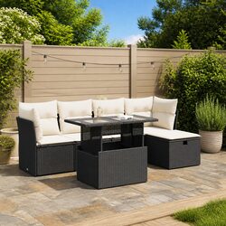 Durable 6-Piece Black Modular Outdoor Sofa Set