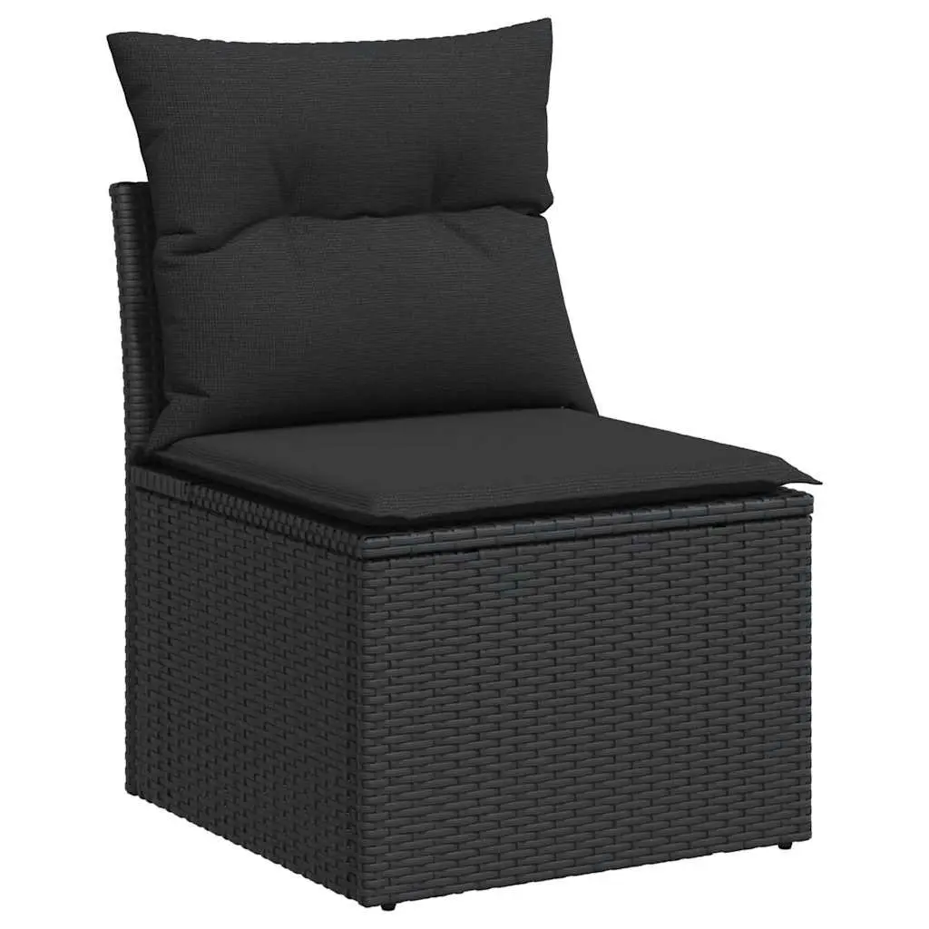 Garden Sofa Set PE Rattan 7 Piece Outdoor Furniture Black