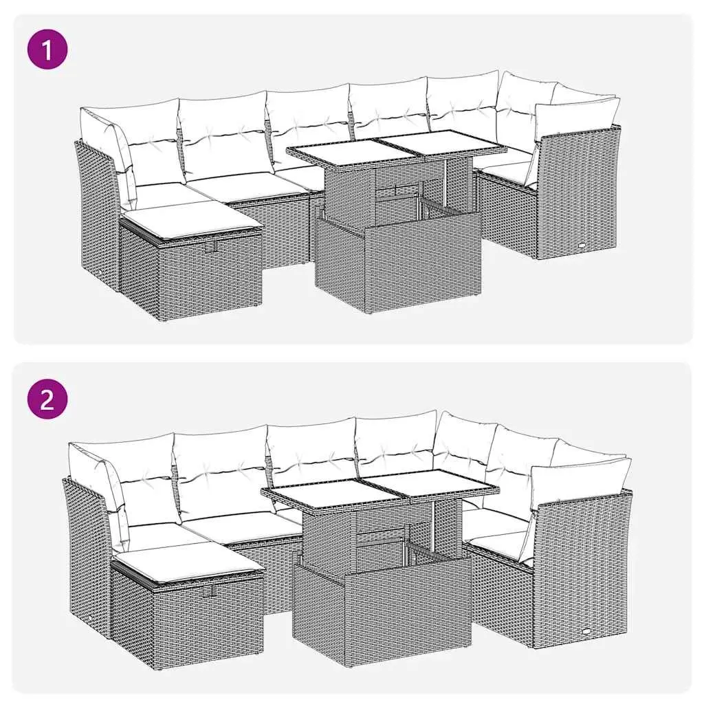8-Piece Black Modular Garden Sofa Set