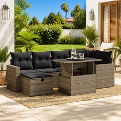Exceptional 7-Piece Garden Sofa Set in Grey Rattan
