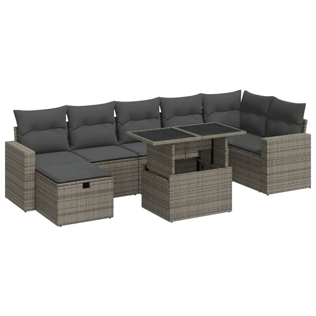 Garden Sofa Set PE Rattan 8 Piece Modular Outdoor Furniture Grey