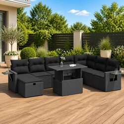 Durable 9 Piece Outdoor Garden Sofa Set with Storage