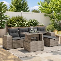 Premium 6 Piece Modular Garden Sofa Set in Grey