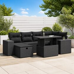Durable 8-Piece Outdoor Modular Garden Sofa Set in Black
