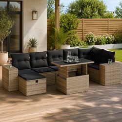 Sturdy 5 Piece Grey Poly Rattan Garden Sofa Set