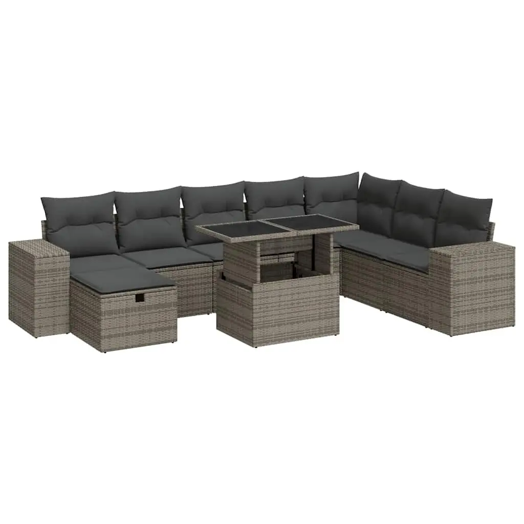 9 Piece Grey Modular Garden Sofa Set