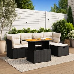 Exceptional 6 Piece Garden Sofa Set with Storage Cushions