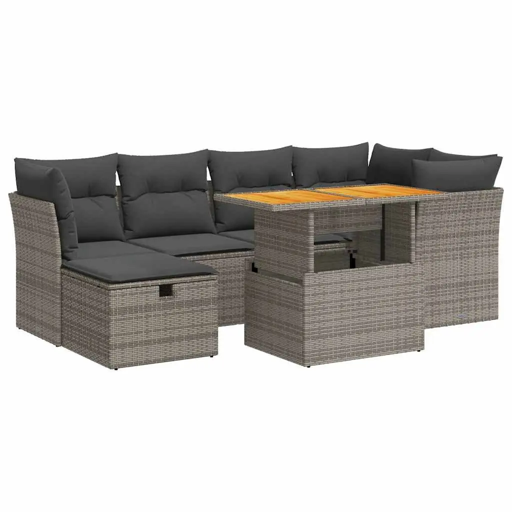 Grey 7 Piece Outdoor Garden Sofa Set with Cushions
