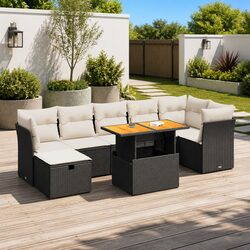 Premium 8 Piece Black Poly Rattan Garden Sofa Set
