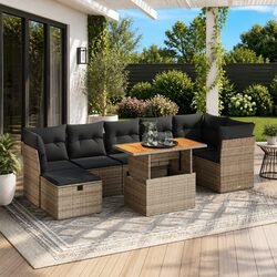 Premium 8-Piece Garden Sofa Set in Grey Poly Rattan