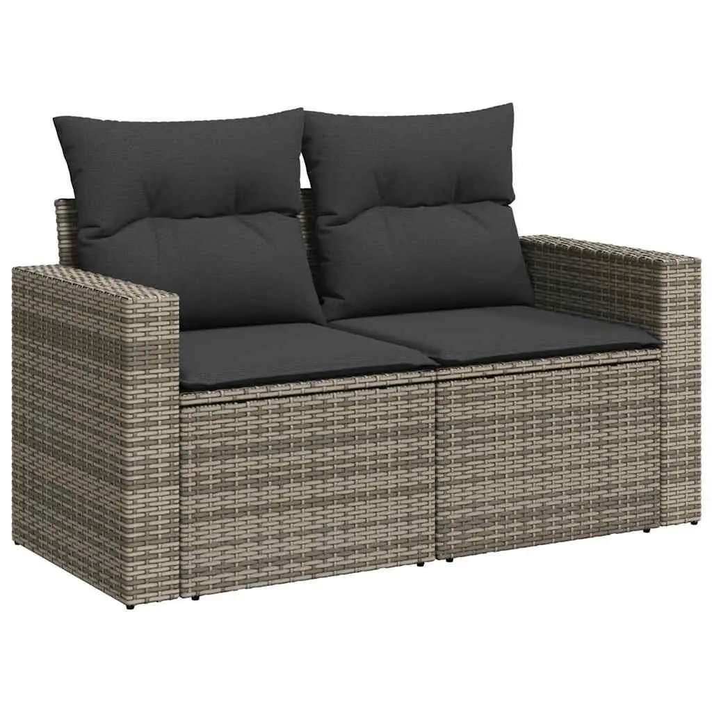 Garden Sofa Set 6 Piece Outdoor Furniture Grey Poly Rattan Modular Patio Seating
