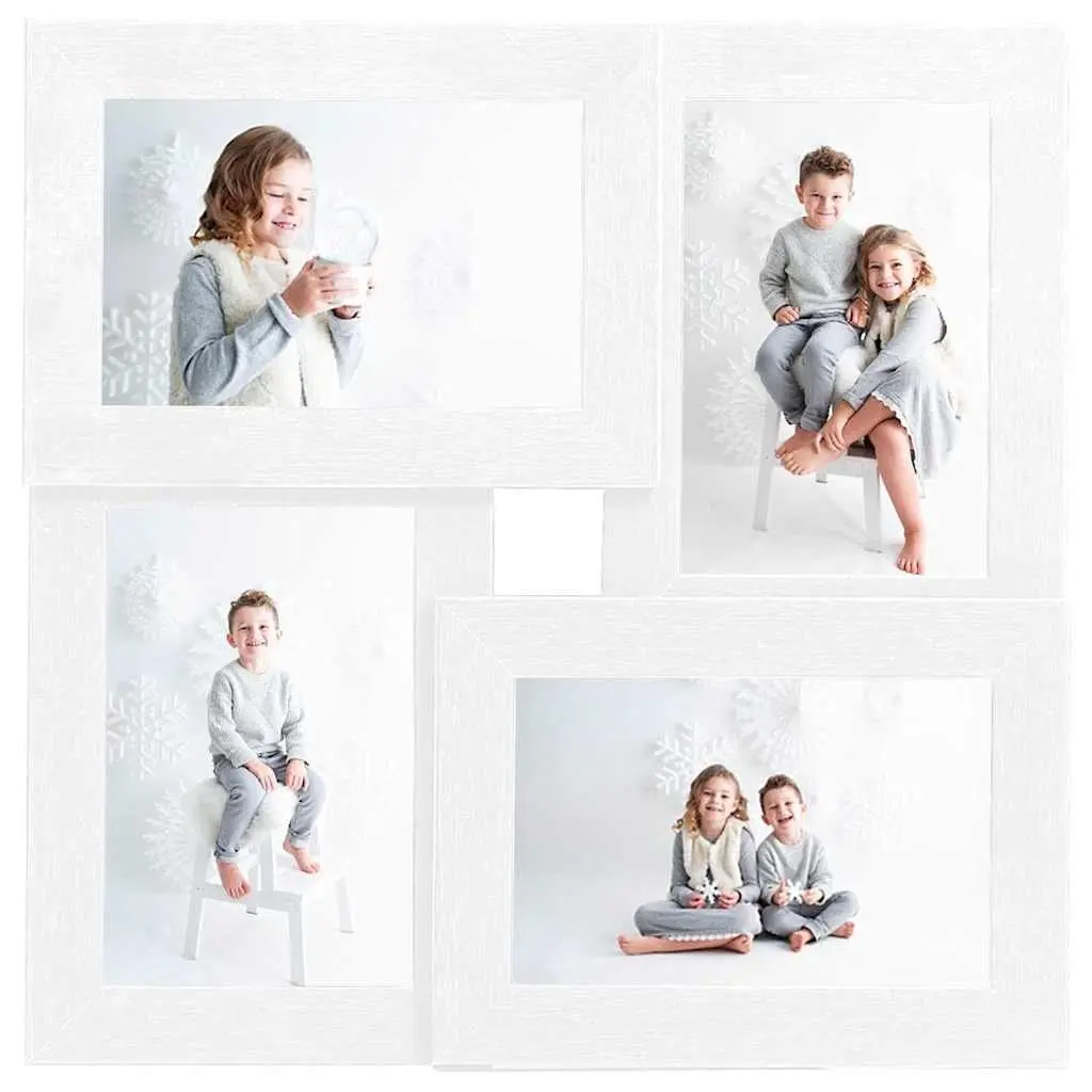 Collage Photo Frame Hard PS MDF 4 Piece 13x18cm White Modern Wall Decor