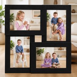 Collage Photo Frame 4-Opening Display Black Wall Table Decor Picture Holder