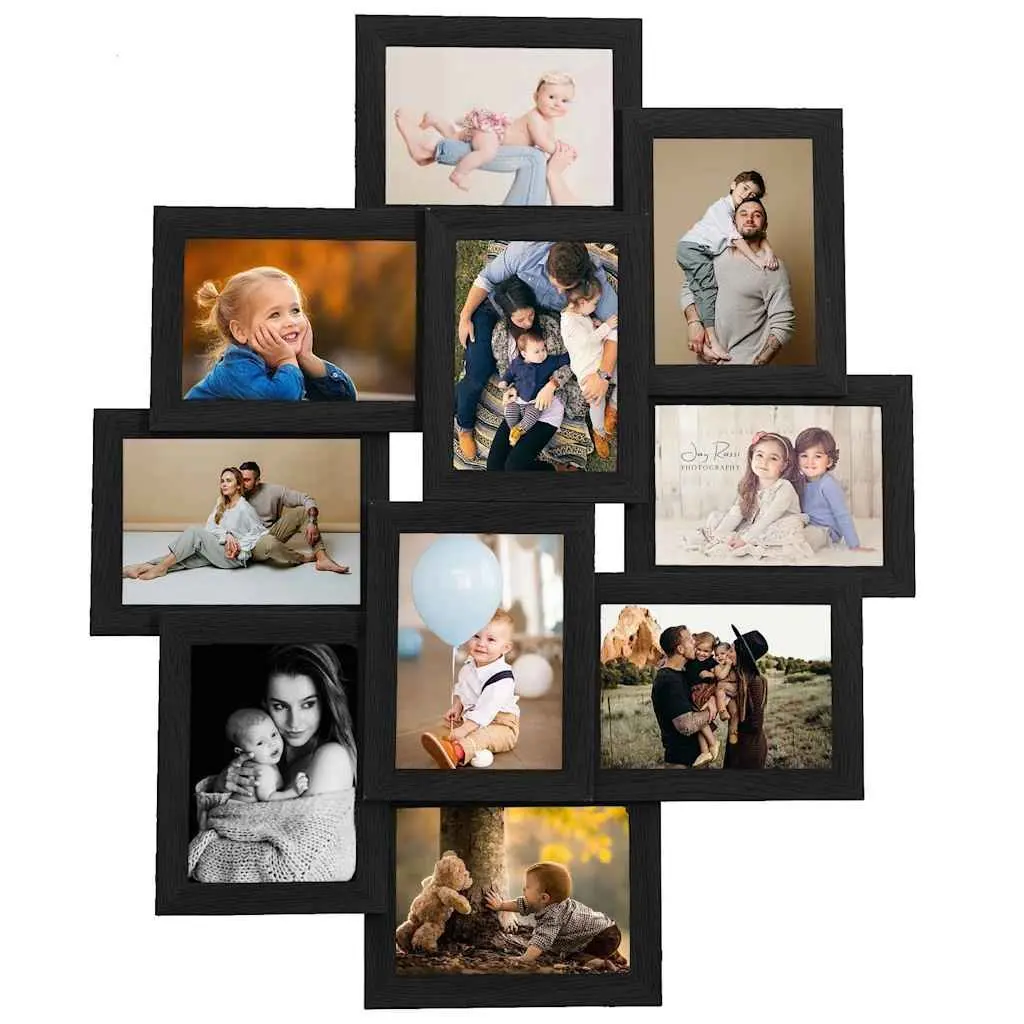 Collage Photo Frame Hard PS 10x15 cm Black 10 Piece