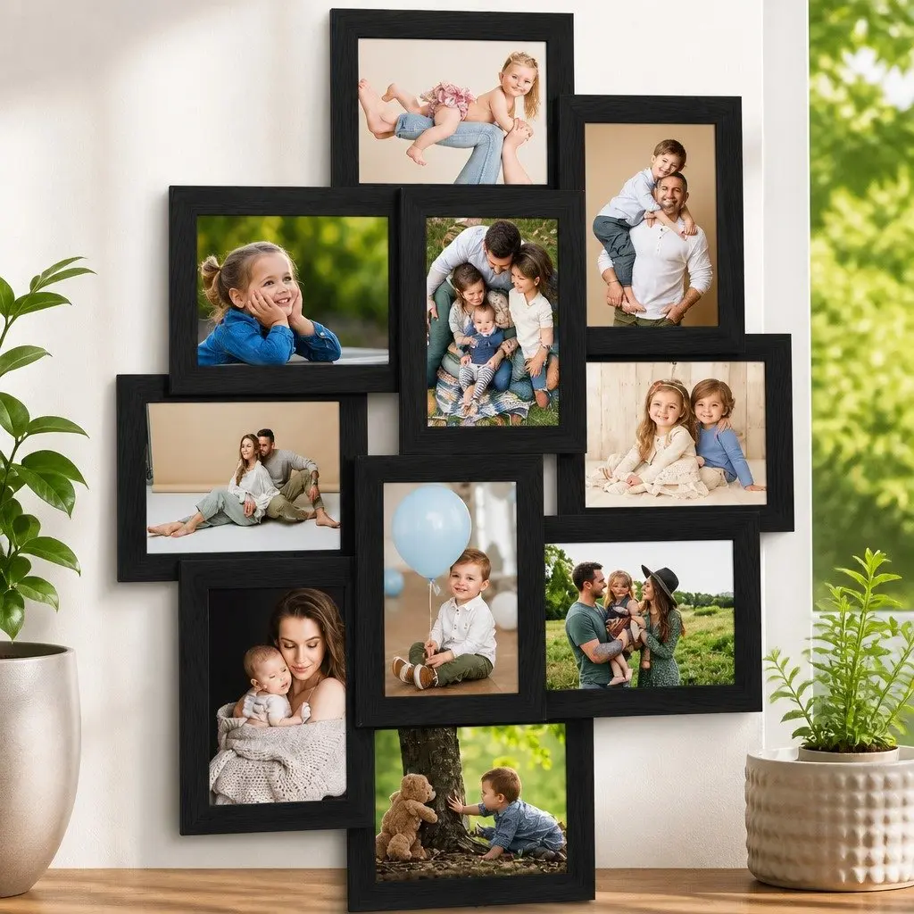 Collage Photo Frame PS MDF 13x18 cm Black 10 Piece Wall Display Picture Gallery Decor