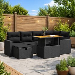 8-Piece Modular Garden Sofa Set in Black Poly Rattan
