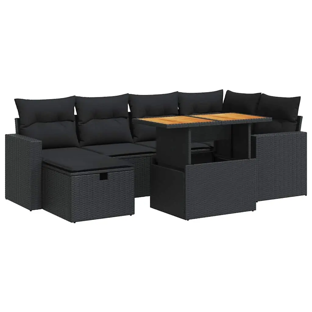 8-Piece Modular Garden Sofa Set in Black Poly Rattan