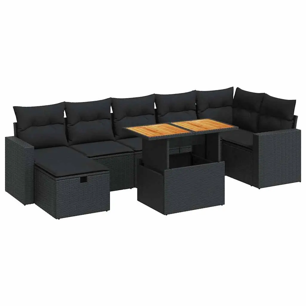 Black 5 Piece Outdoor Sofa Set with Storage Cushions
