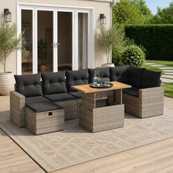 Durable 5 Piece Garden Sofa Set in Grey Poly Rattan
