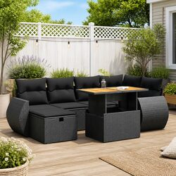 Premium 8-Piece Outdoor Garden Sofa Set in Black Rattan
