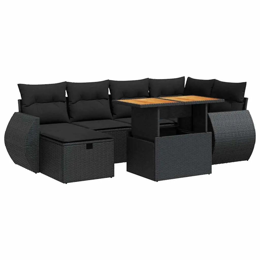 8-Piece Outdoor Garden Sofa Set in Black Rattan