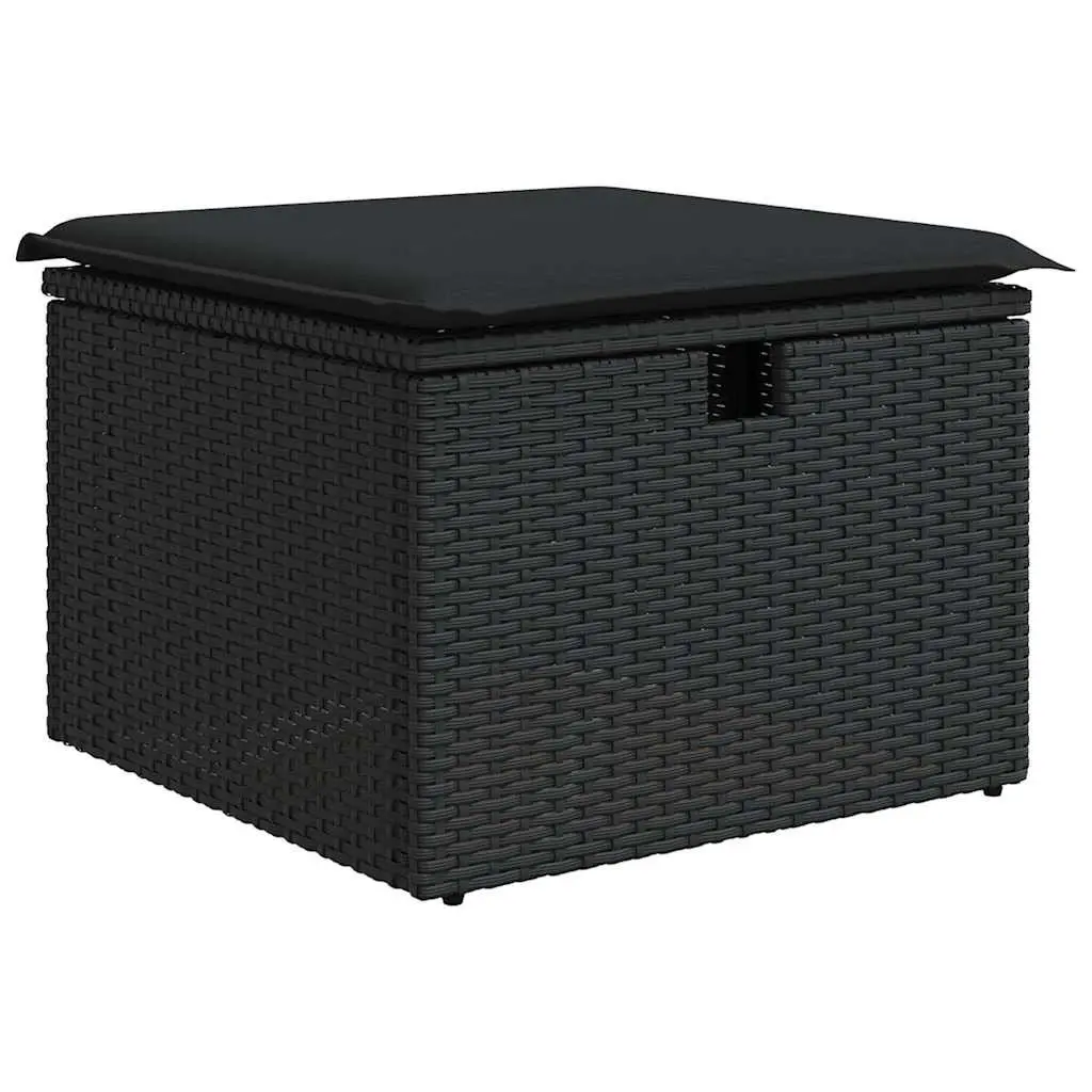 8-Piece Outdoor Garden Sofa Set in Black Rattan