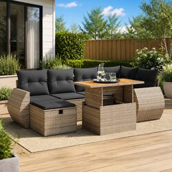Durable 8 Piece Grey Poly Rattan Garden Sofa Set
